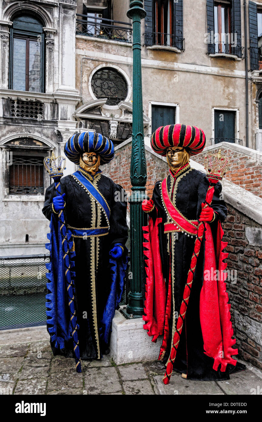Costumed participants at the Campo Santa Maria Formosa, Carnevale Venice 2012 Stock Photo