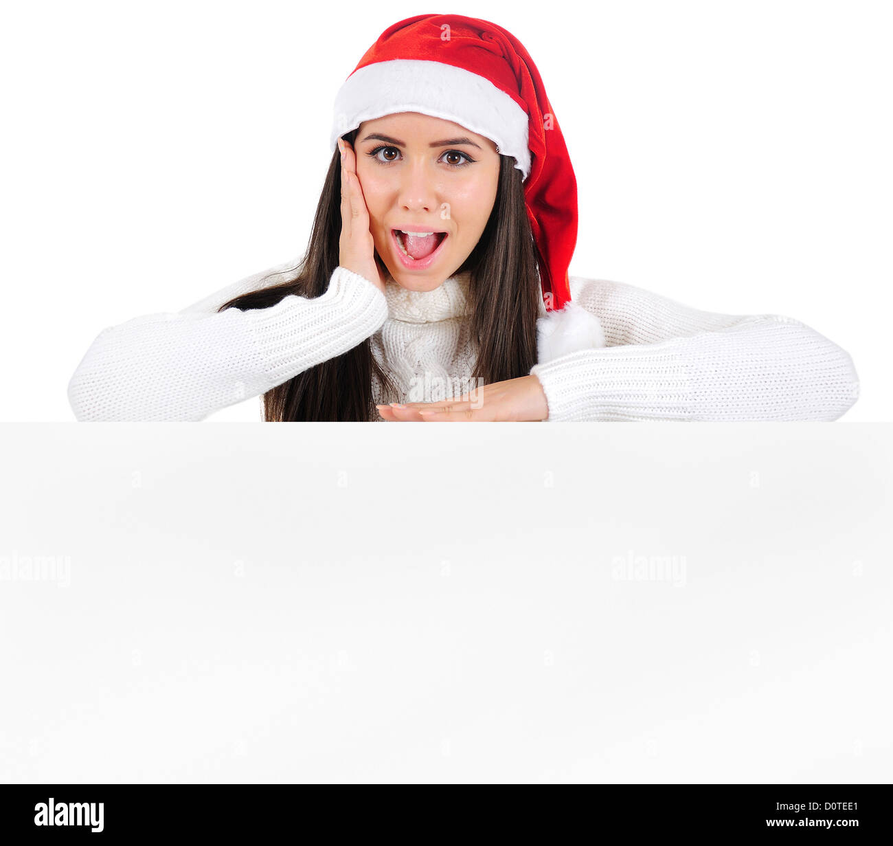 Isolated Young Christmas Girl Presenting Stock Photo - Alamy