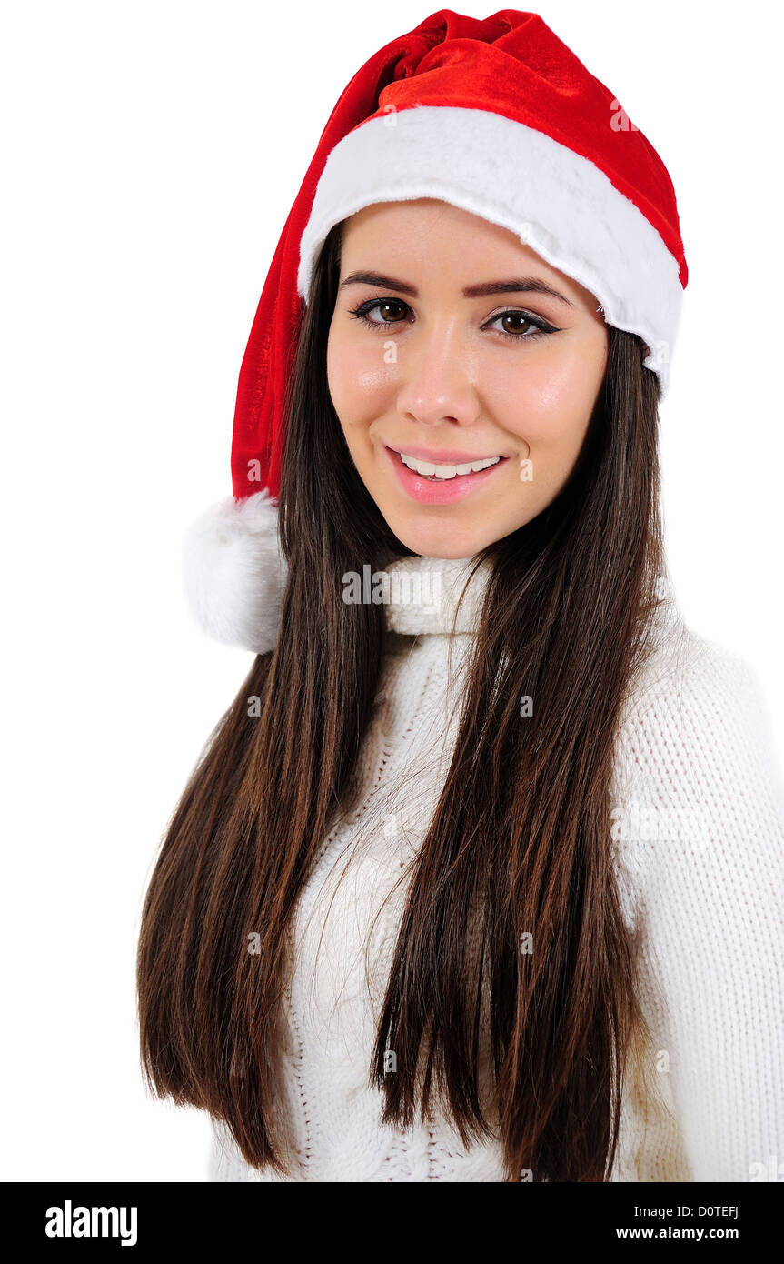 Isolated Young Christmas Girl Standing Stock Photo - Alamy
