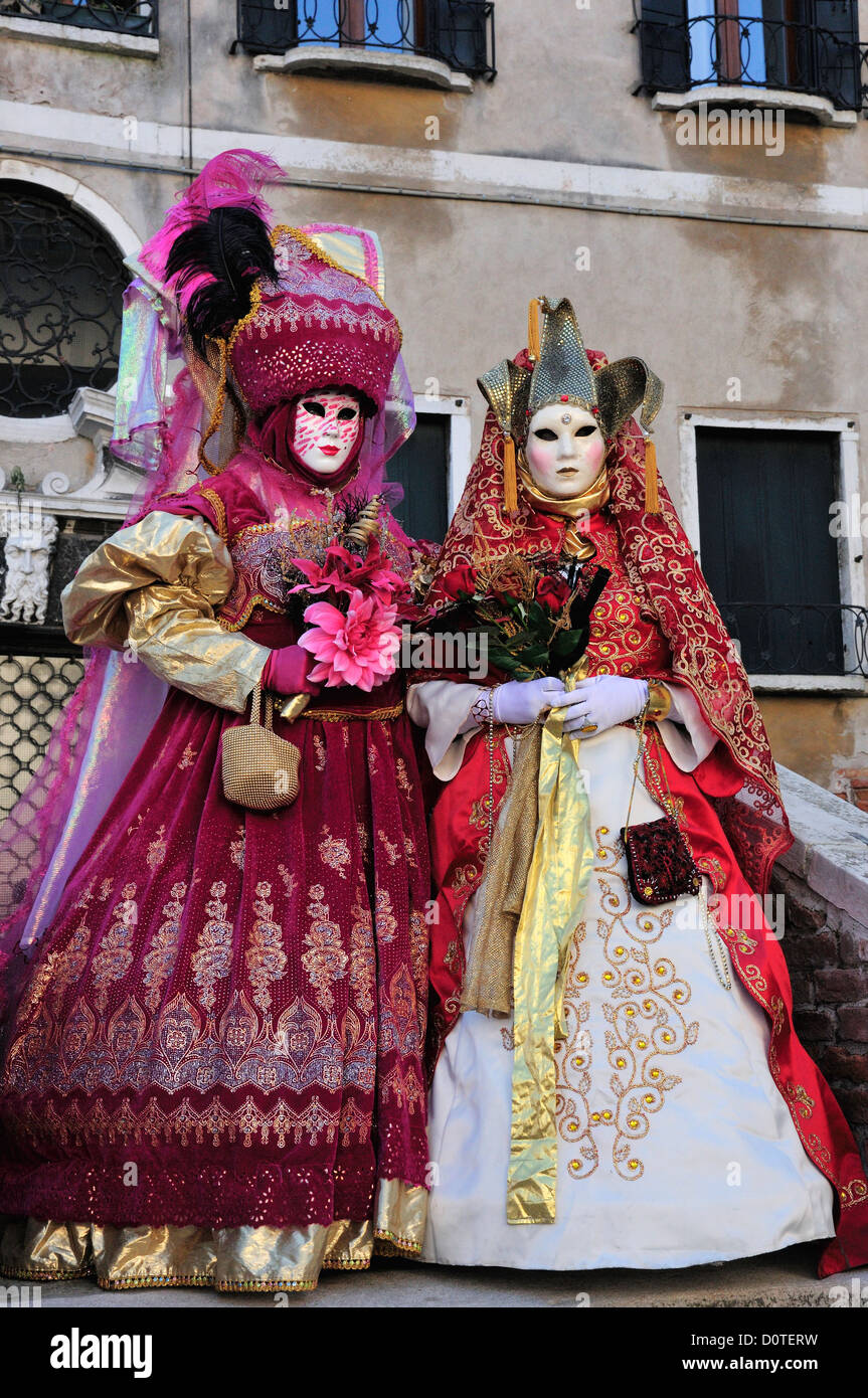 Masked participants at the Campo Santa Maria Formosa  during Carnival in Venice, Italy Stock Photo