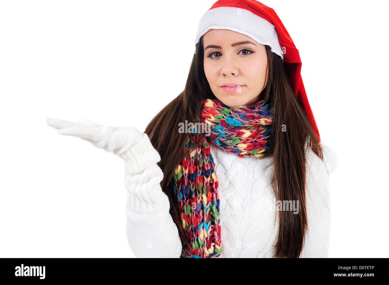 Isolated Young Christmas Girl Presenting Stock Photo - Alamy