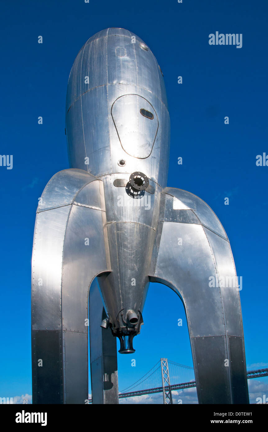 Metal rocket sculpture Stock Photo