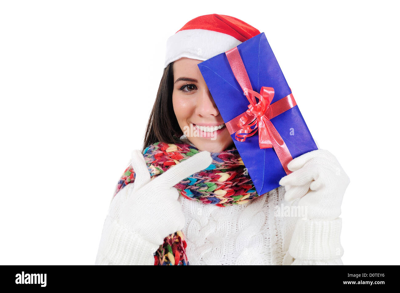 Isolated Young Christmas Girl Holding Letter Stock Photo - Alamy