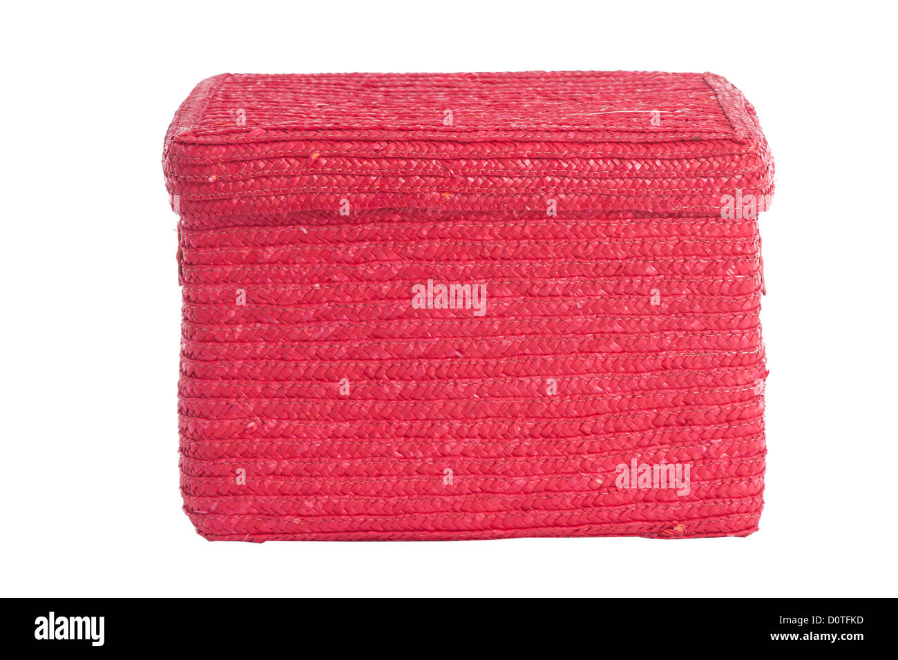 decorative red wicker basket with lid isolated on white Stock Photo Alamy