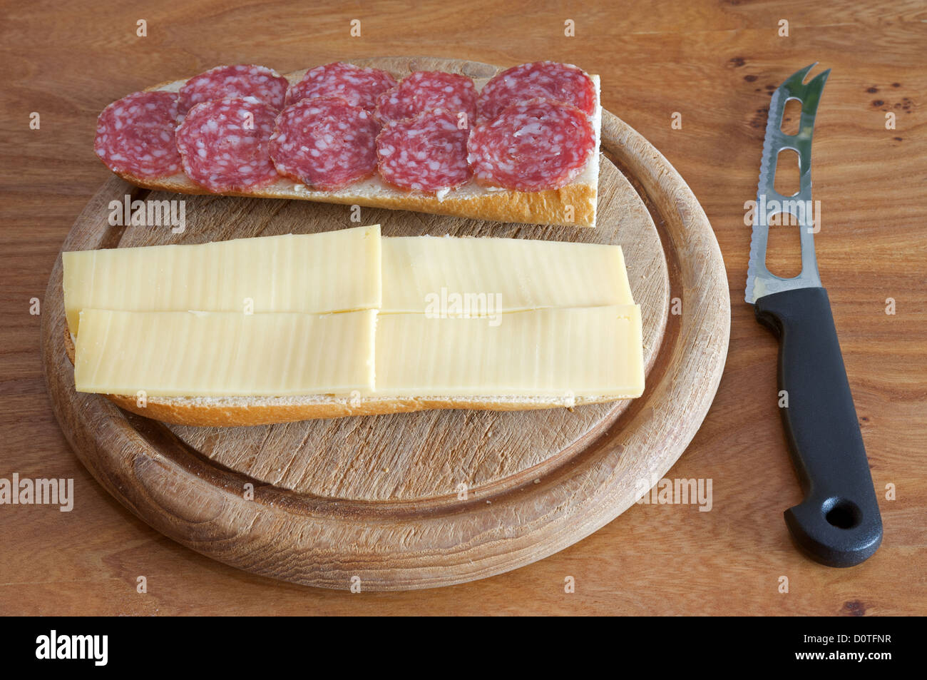 Cheese and Salami bread roll Stock Photo Alamy