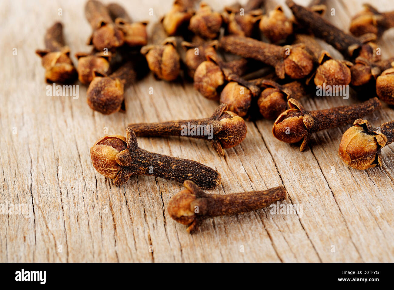 cloves pods on wood background Stock Photo