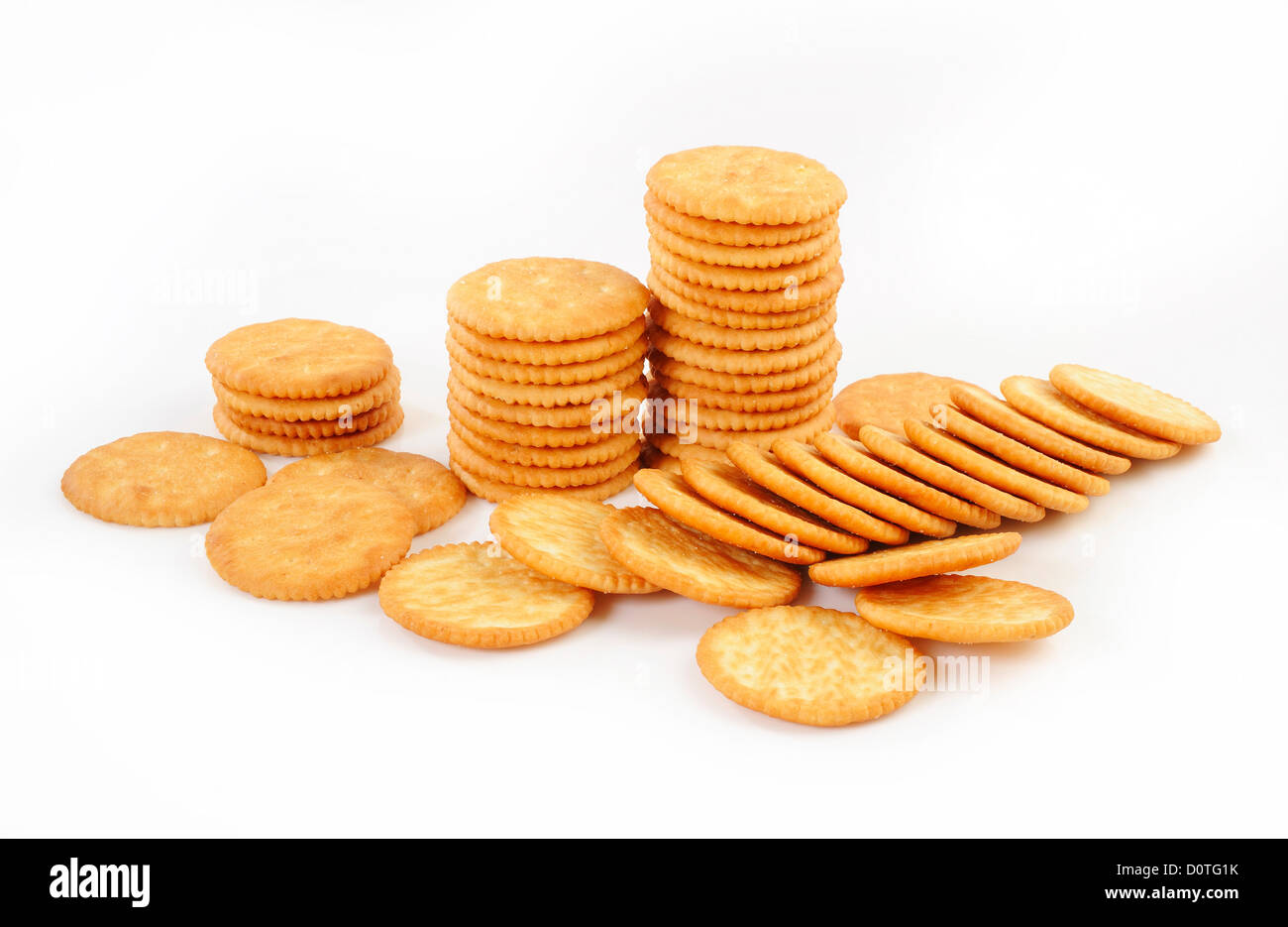 cracker row on white background Stock Photo