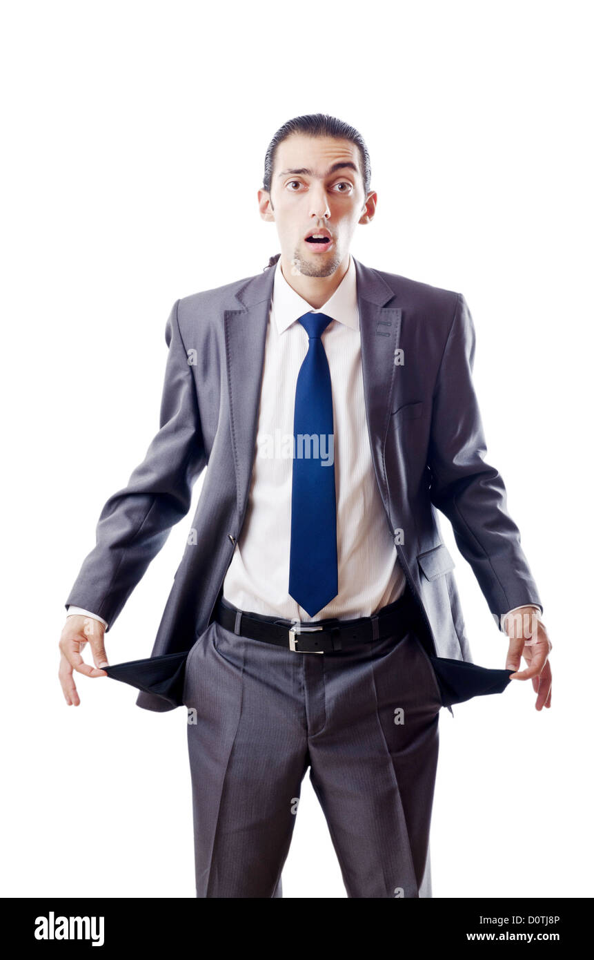 Businessman with empty pockets Stock Photo Alamy