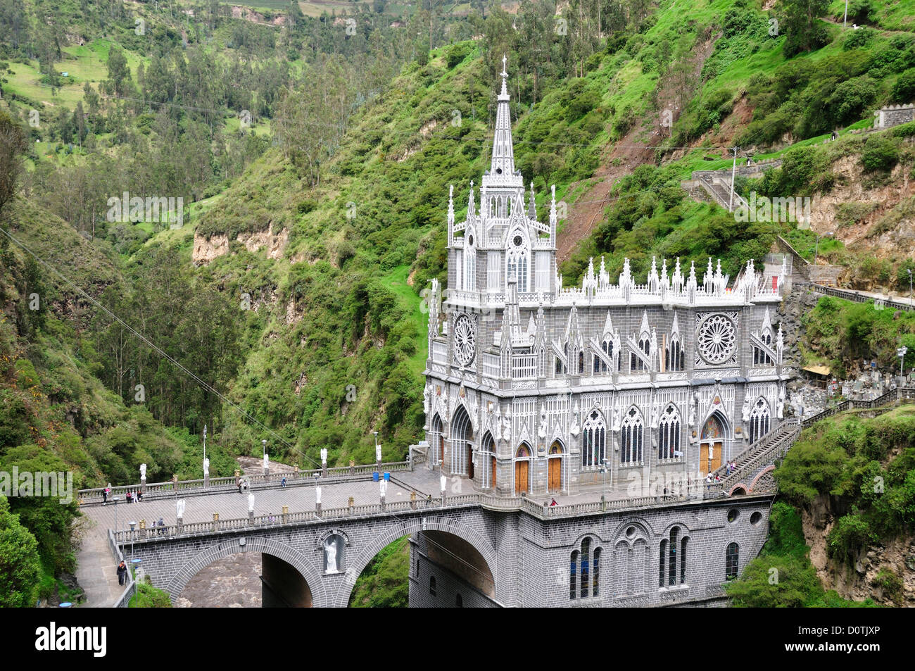 Santuario de las Lajas, Pilgrim, church, gothic, style, Las Lajas, Colombia, South America Stock Photo