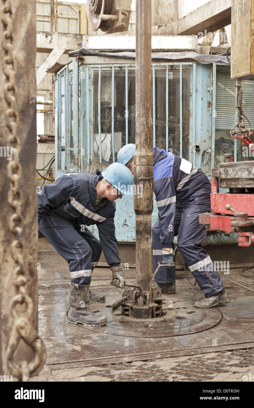 Two drillers at work Stock Photo