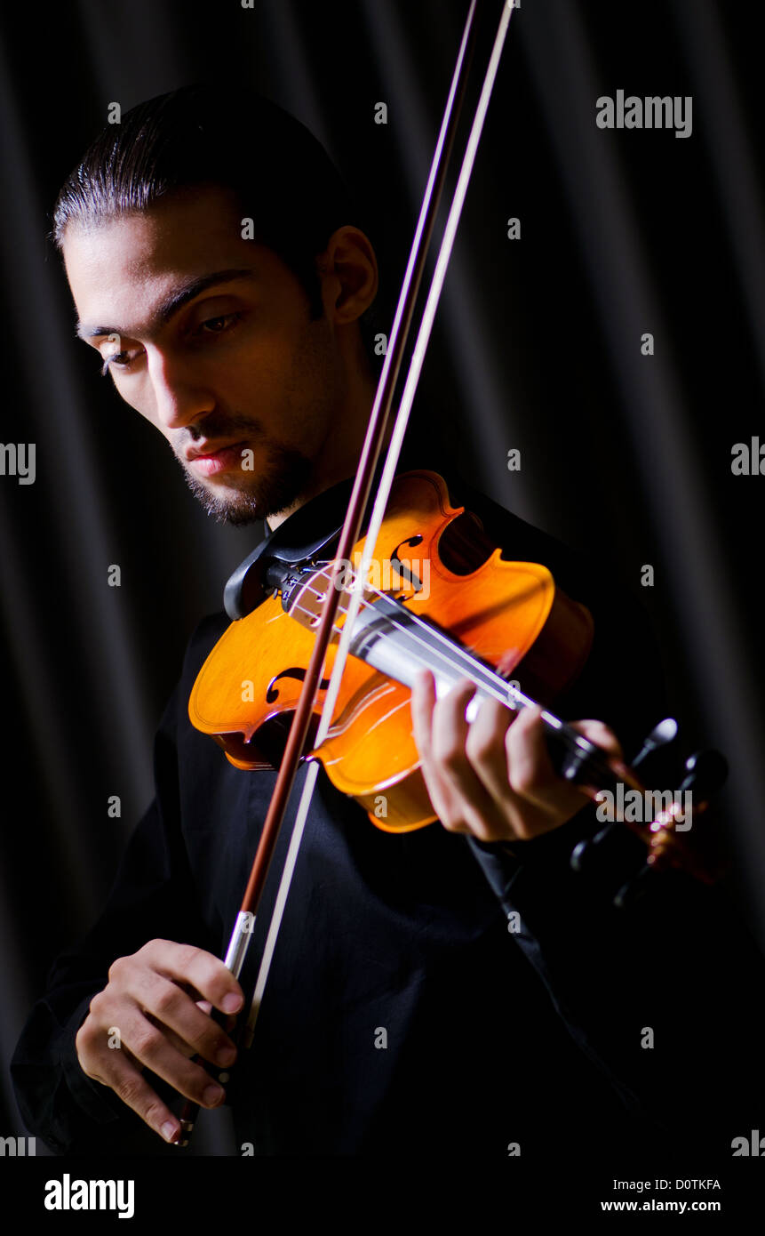 Young violin player playing Stock Photo Alamy