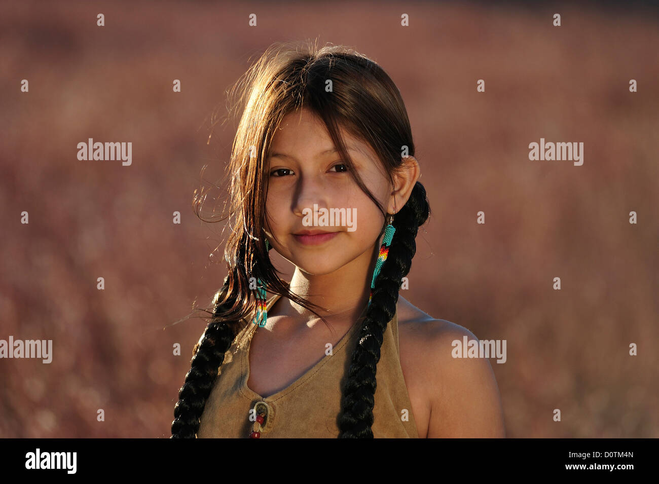 Indian girl, Ina King, Crow Creek, Sioux, Tribe, South Dakota, USA, United States, America, North America, model released, nativ Stock Photo
