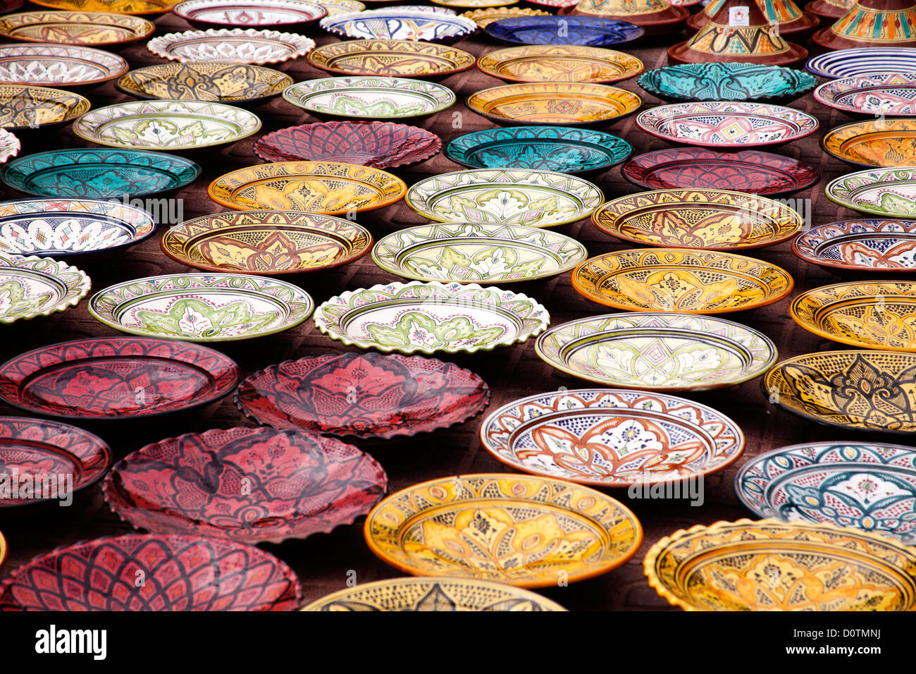 Morocco typical ceramic plates Stock Photo