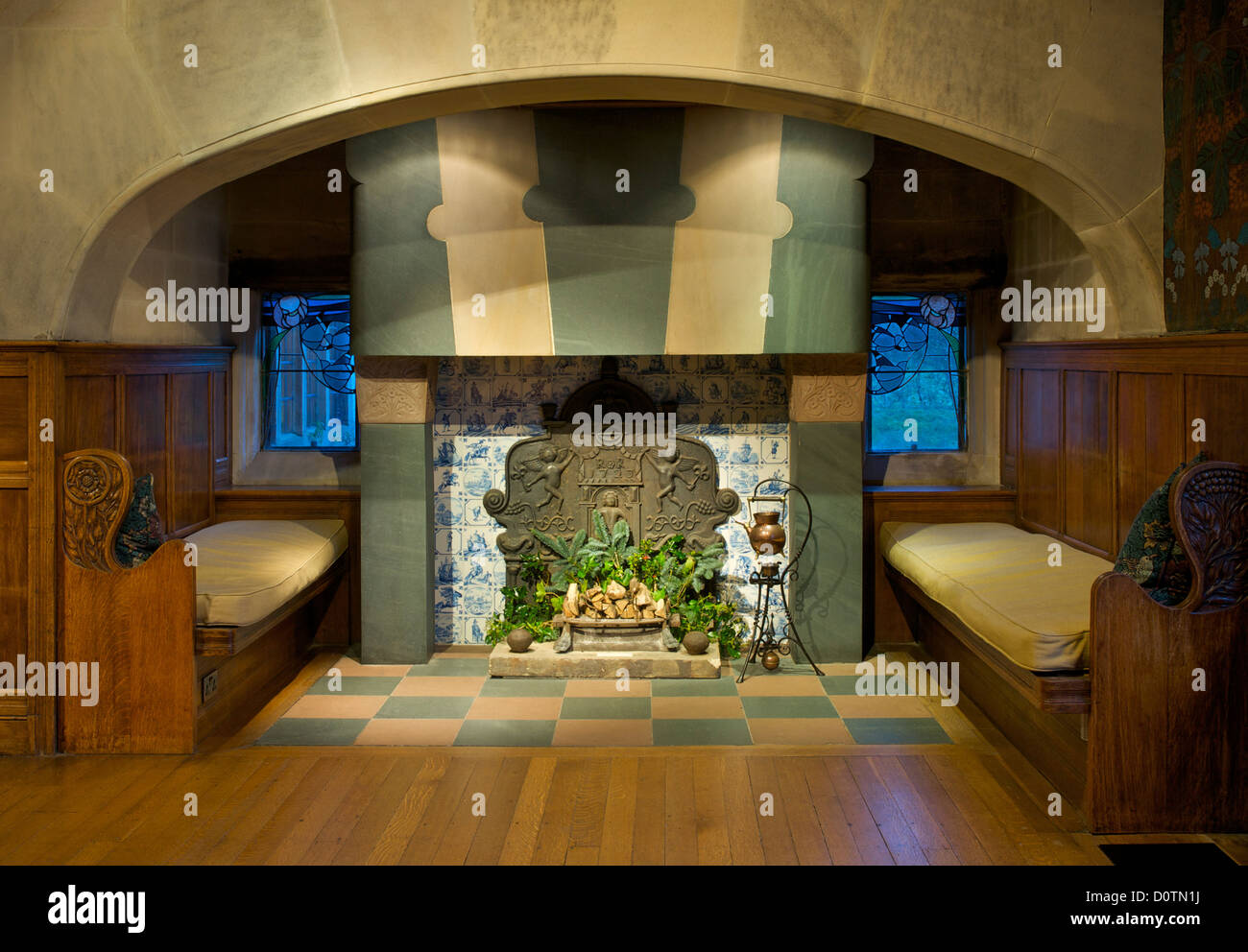 Fireplace In Blackwell Arts And Crafts House Overlooking Lake