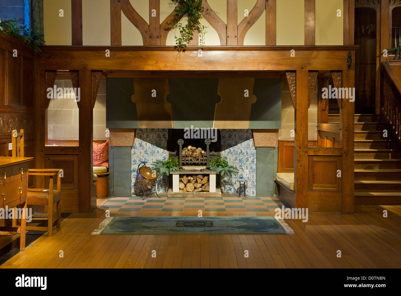 The main hall of Blackwell, 'arts and crafts' house, overlooking Lake