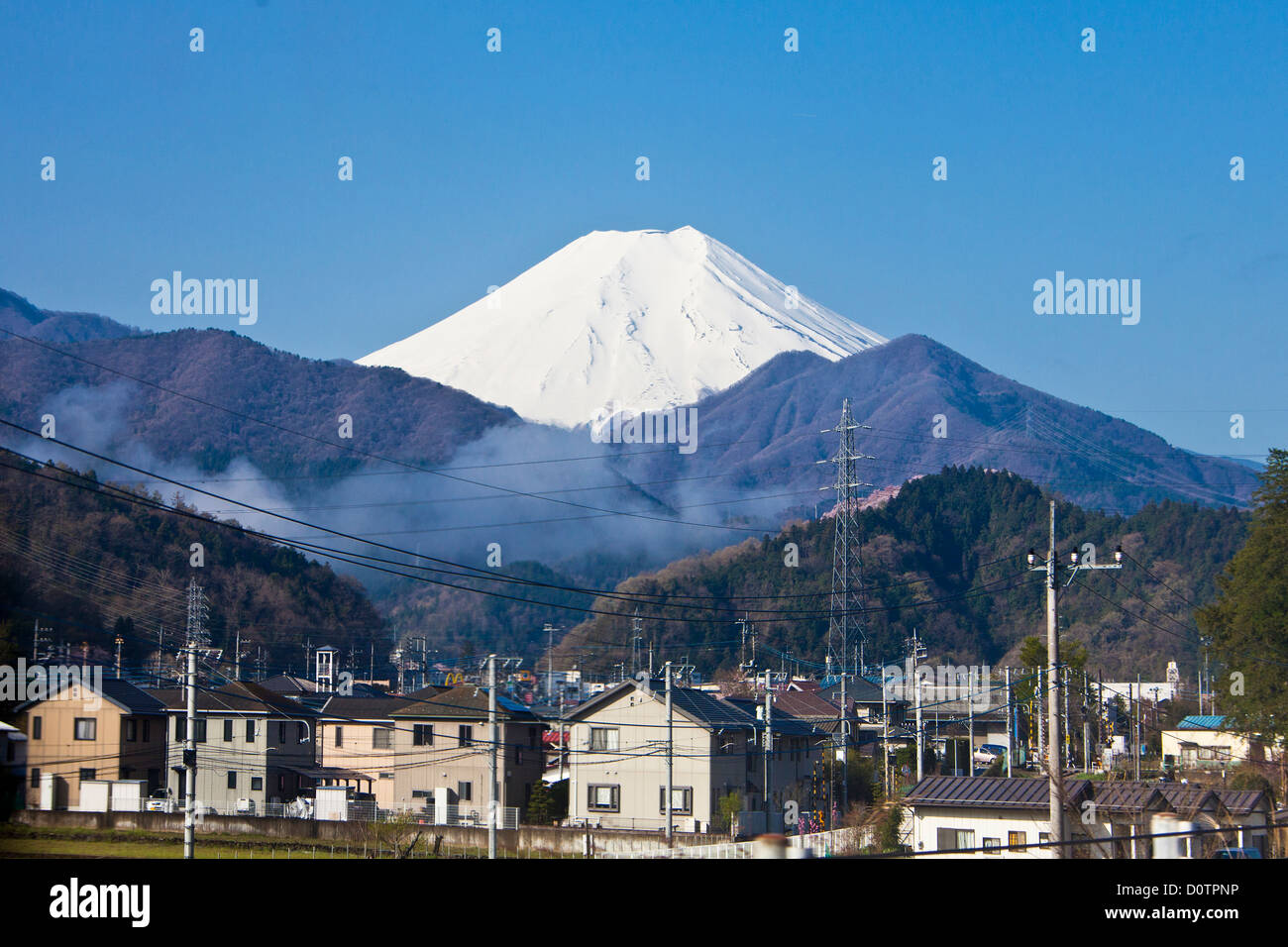 Japan, Asia, holiday, travel, Mount Fuji, Fuji, Fujiyama, Tsuru, landscape, mountain, snow, spring, volcano Stock Photo