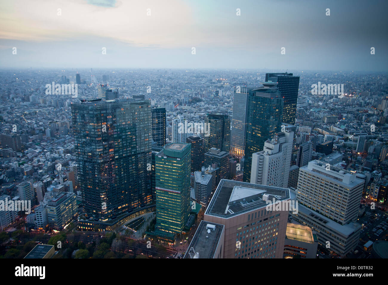 Japan, Asia, holiday, travel, Tokyo, City, Shinjuku, West Side, downtown, skyline, buildings, skyscrapers, night, Stock Photo