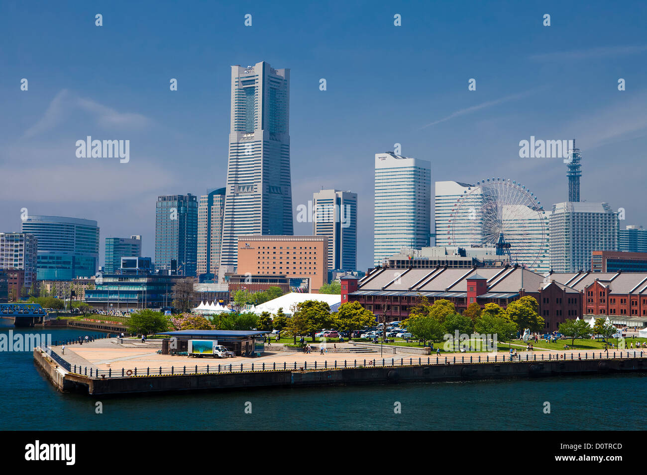 Japan, Asia, holiday, travel, Yokohama, City, Yokohama skyline, Landmark, Building, harbour, port Stock Photo