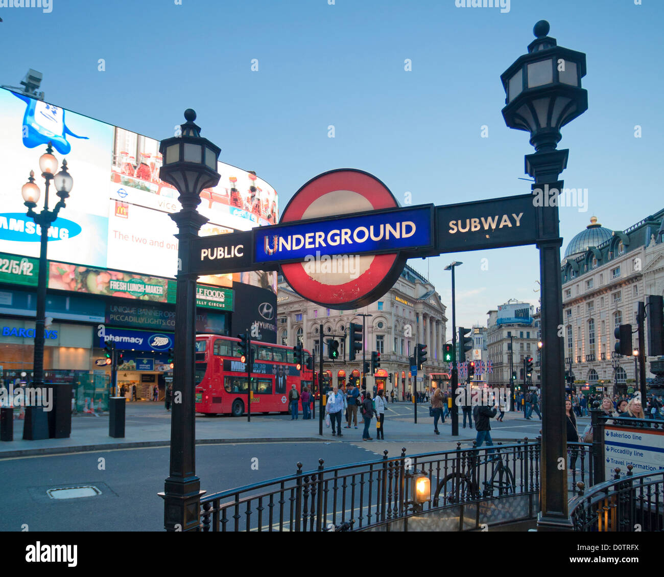 UK, Great Britain, Europe, travel, holiday, England, London, City, Piccadilly Circus, place, subway, underground, sign crowded Stock Photo