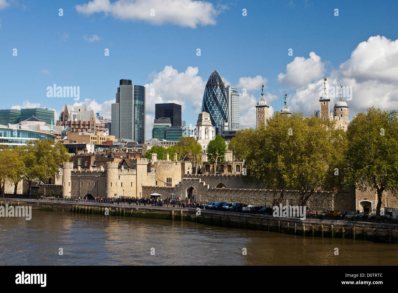 UK, Great Britain, Europe, travel, holiday, England, London, City, Tower, Gherkin, Skyline, river, Thames Stock Photo