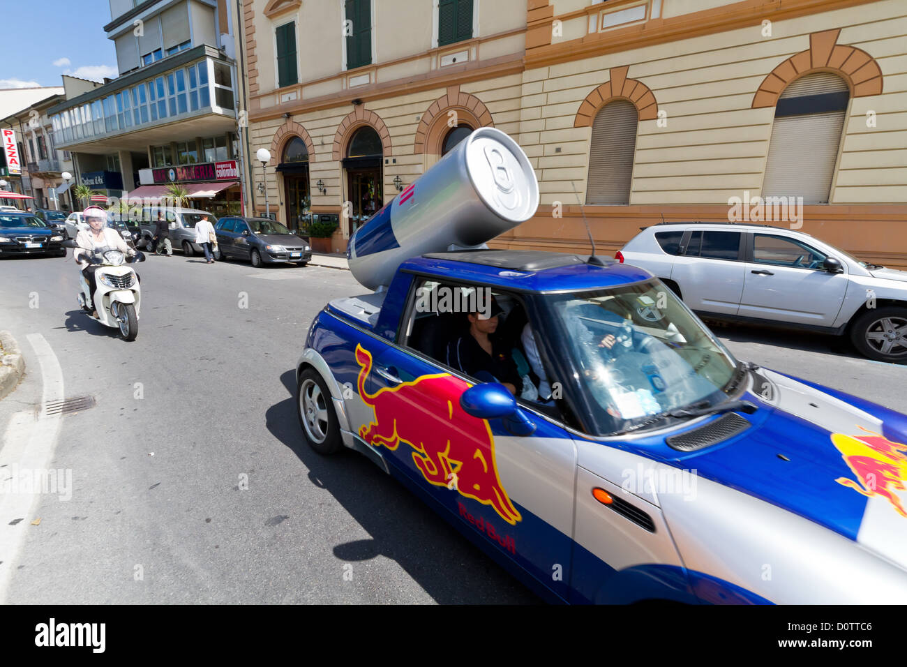 Red Bull promotional Cary in Viareggio in Tuscany, Italy Stock Photo