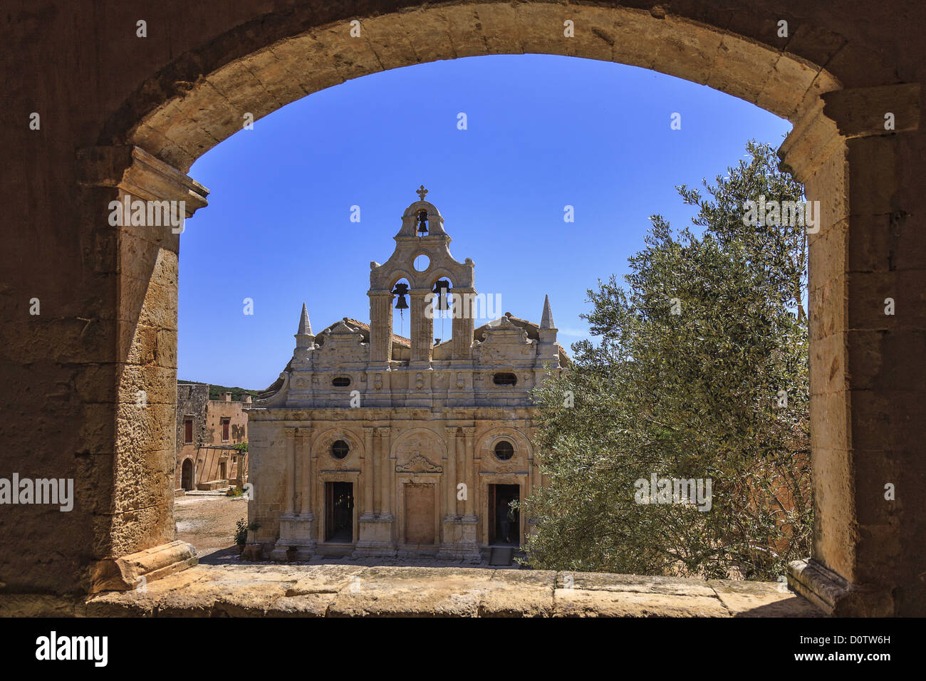 View Of Arkadi monastery Crete Stock Photo