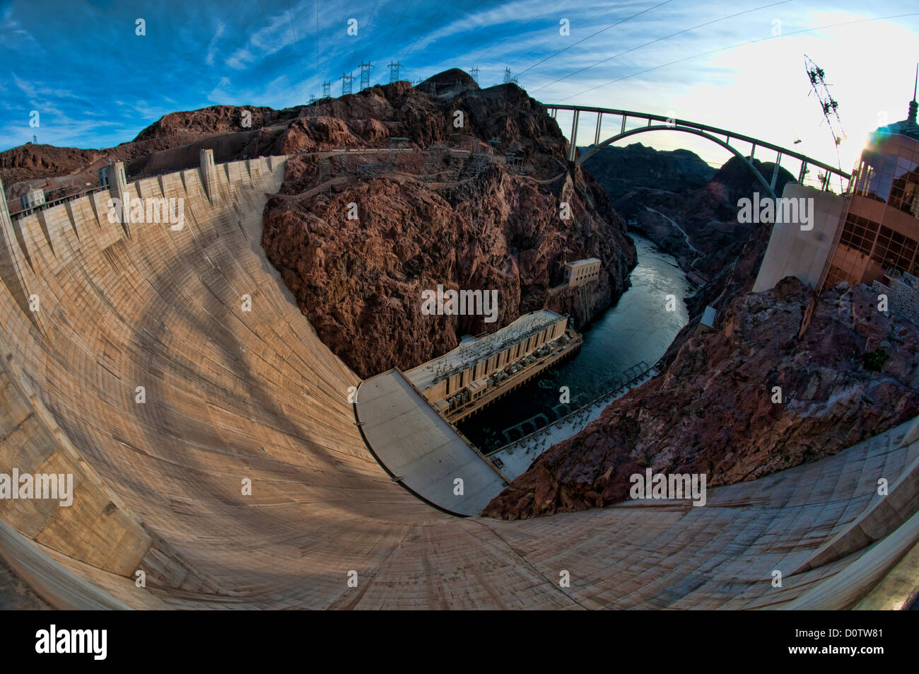 Hoover dam, Nevada, USA, Vereinigte Staaten, Amerika, Dam, wall, electricity, Colorado River, Arizona, power, hydroelectric, Lak Stock Photo