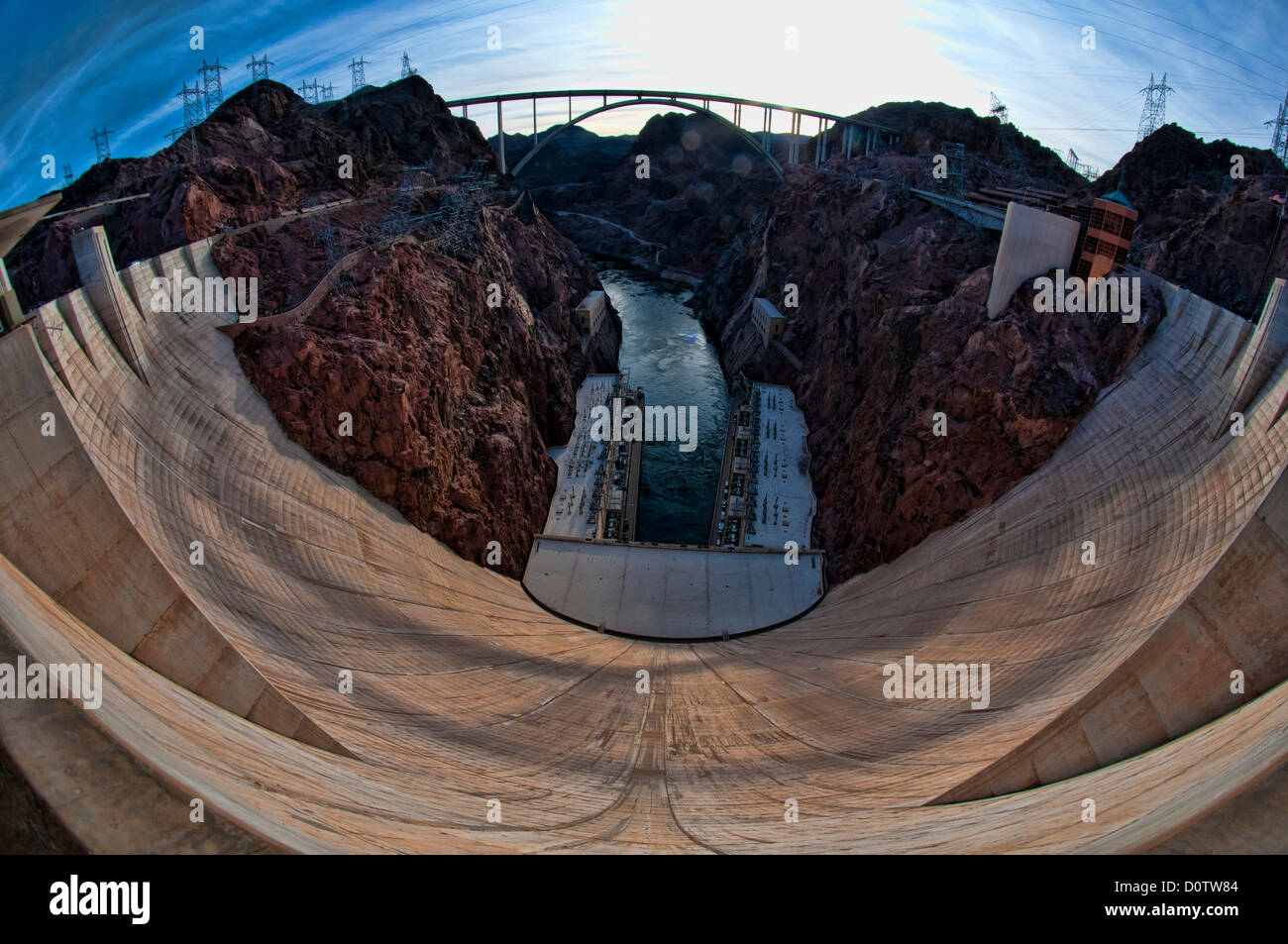 Hoover dam, Nevada, USA, Vereinigte Staaten, Amerika, Dam, wall, electricity, Colorado River, Arizona, power, hydroelectric, Lak Stock Photo