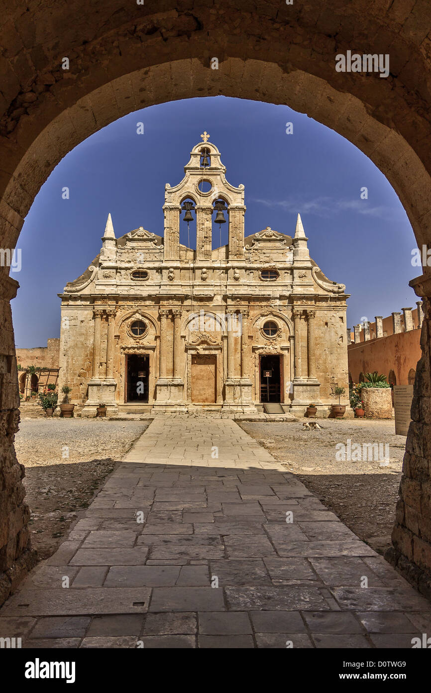 Arkadi Monastery Through The Entrance  Crete Stock Photo