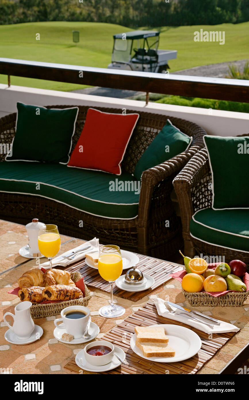 Breakfast on the terrace golf Albayt Resort and Spa Wellness Center Estepona Malaga Andalusia Spain Stock Photo