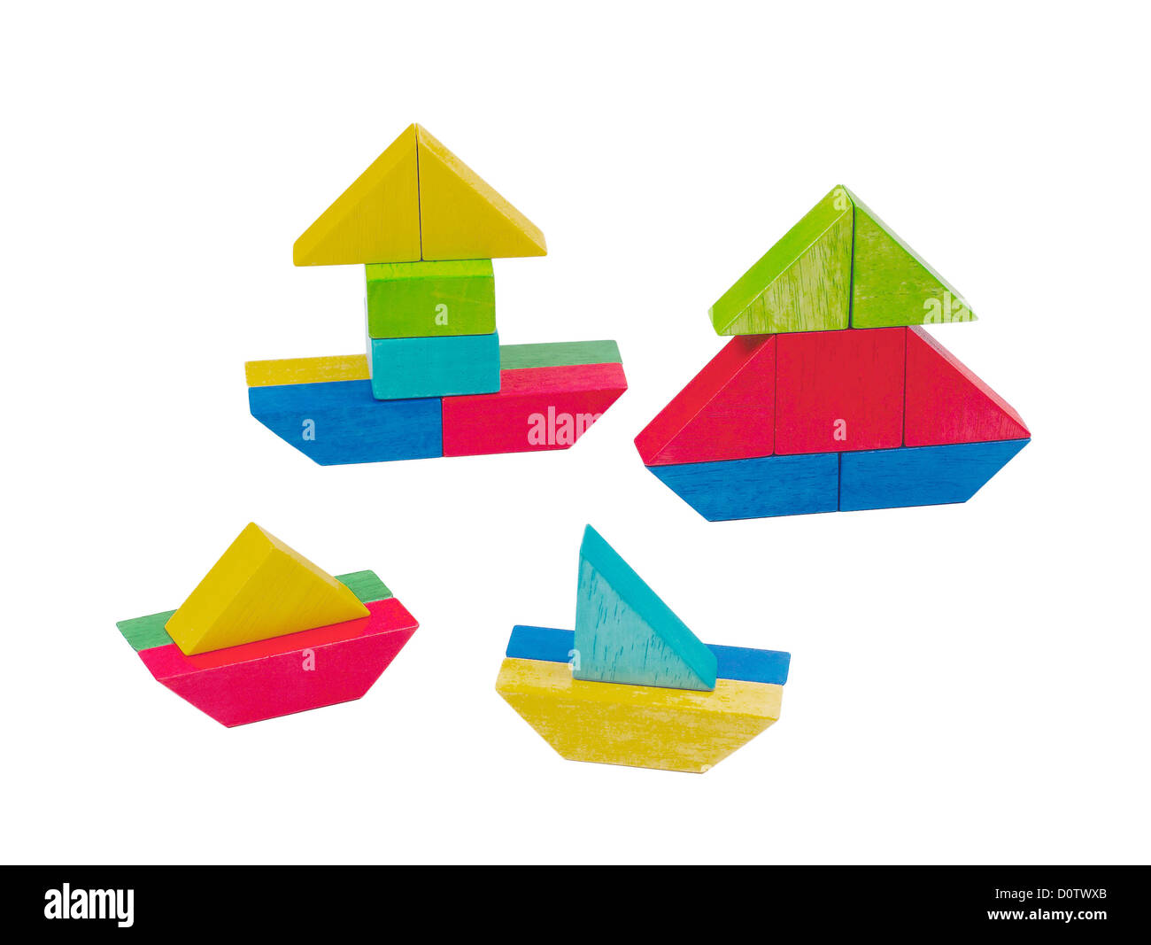 Nice wooden toy boat create from colorful wooden blocks Stock Photo Alamy