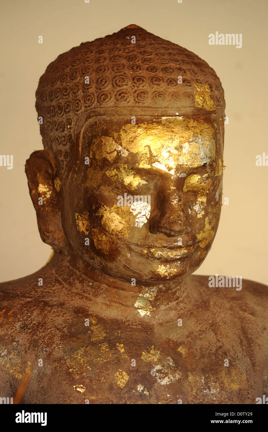 Laos, Asia, Vientiane, Pha That Luang, Buddha, head, golden Stock Photo