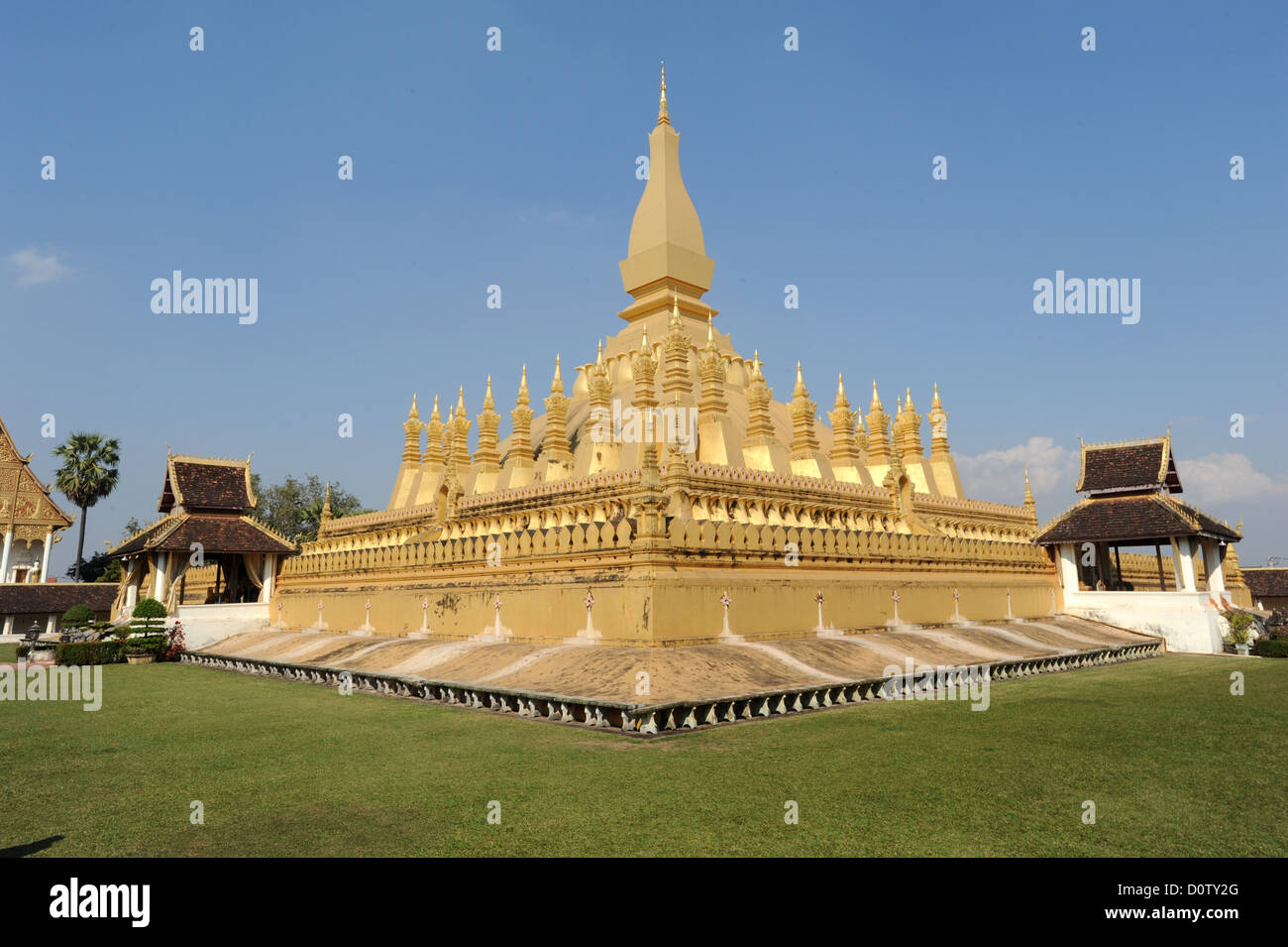 Laos, Asia, Vientiane, Pha That Luang, Buddhism, Stupa, temple, Stock Photo