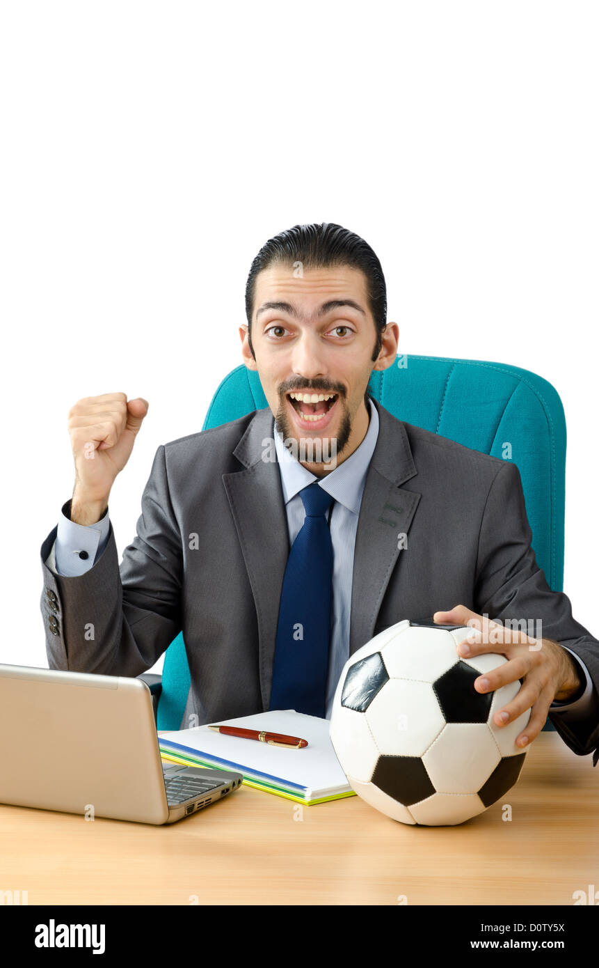 Football concept with businessman on white Stock Photo - Alamy