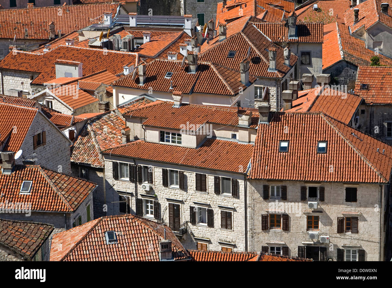 Kotor, Montenegro, Europe, World Heritage, site, UNESCO, roofs, tile, orange, patterns, travel