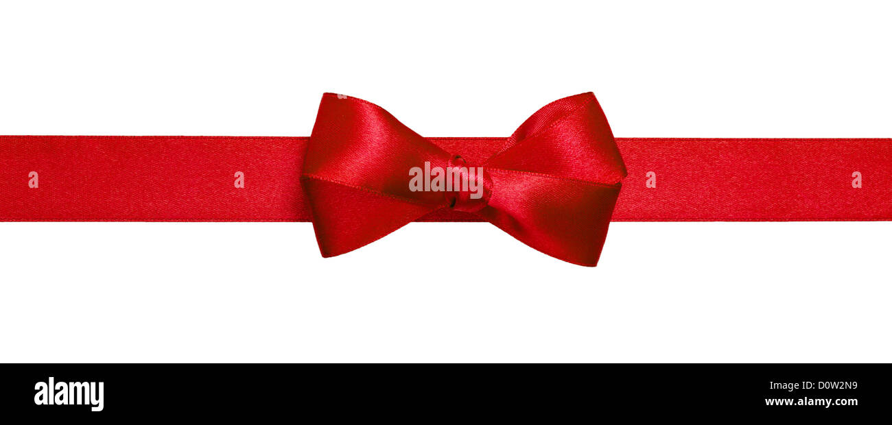 red ribbon with simple bow isolated on white background Stock Photo - Alamy
