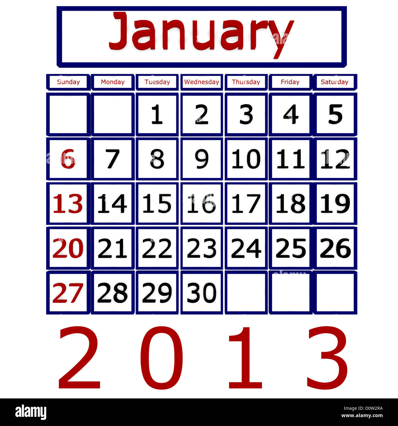 3d Render January 2013 Calendar Stock Photo Alamy 3d Render January 2013 Calendar Stock Photo Alamy