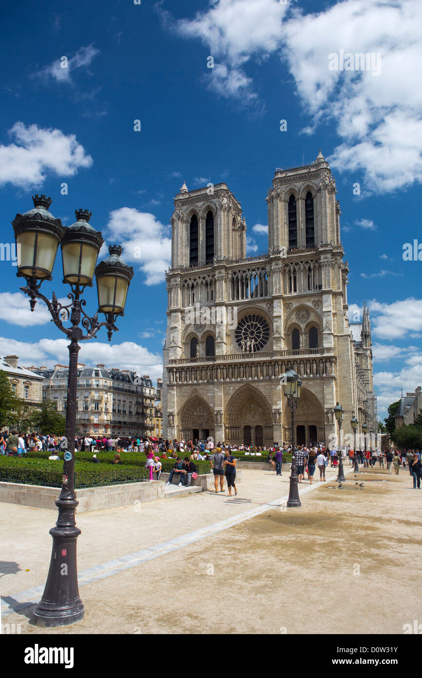 France, Europe, travel, Paris, City, Notre Dame, architecture, cathedral, history, people, skyline, tourism, Unesco Stock Photo