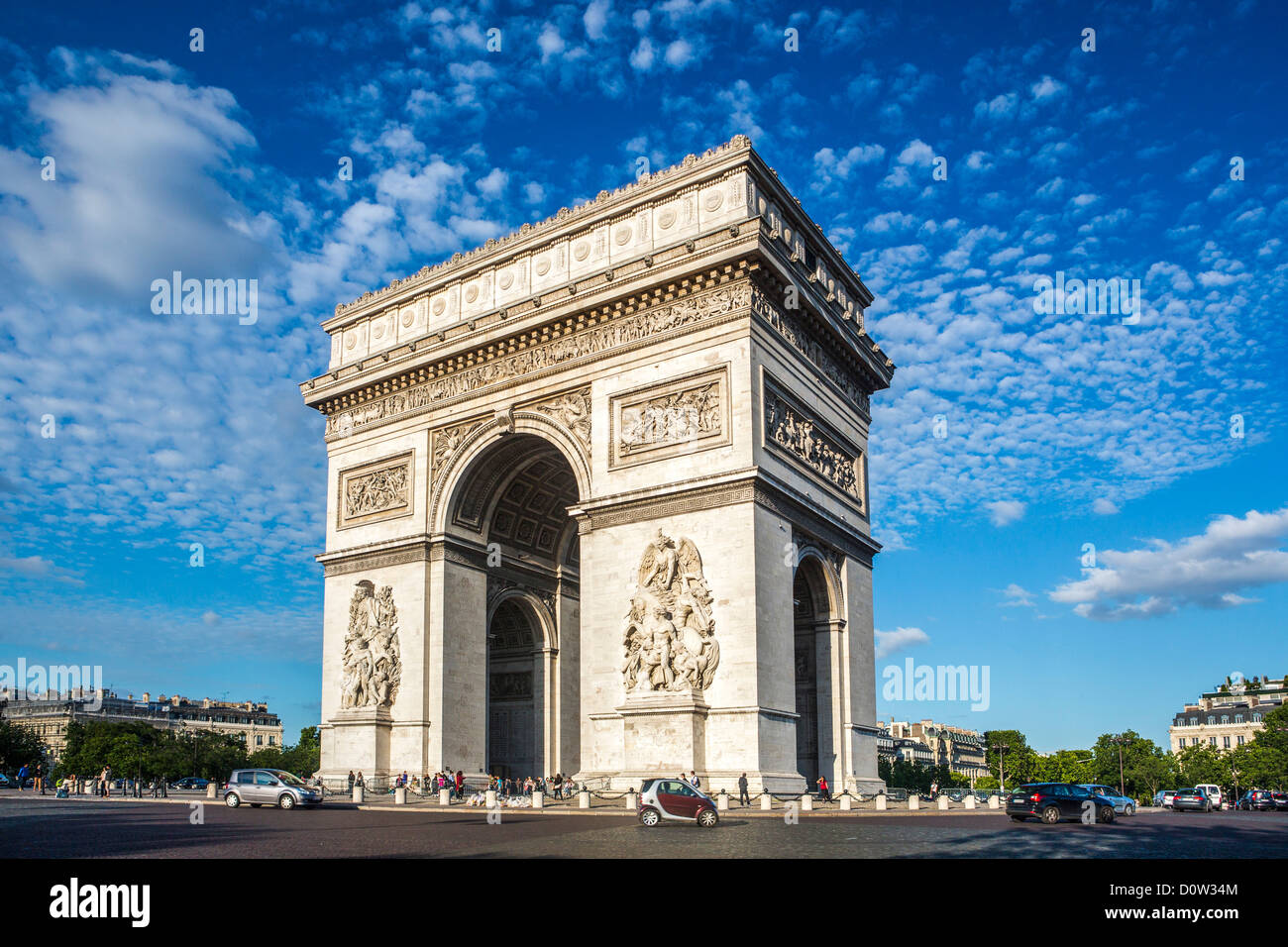France, Europe, travel, Paris, City, Arc de Triomphe, Triumph, arch, architecture, art, avenue, big, building, buildings, memori Stock Photo