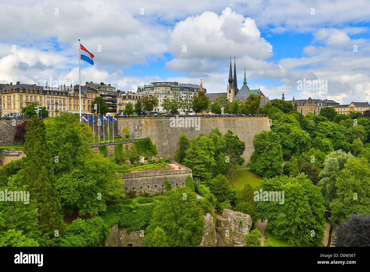 Luxemburg, Europe, travel, City, world heritage, Constitution Square, Petrusse, Valley, architecture, center, city center, downt Stock Photo