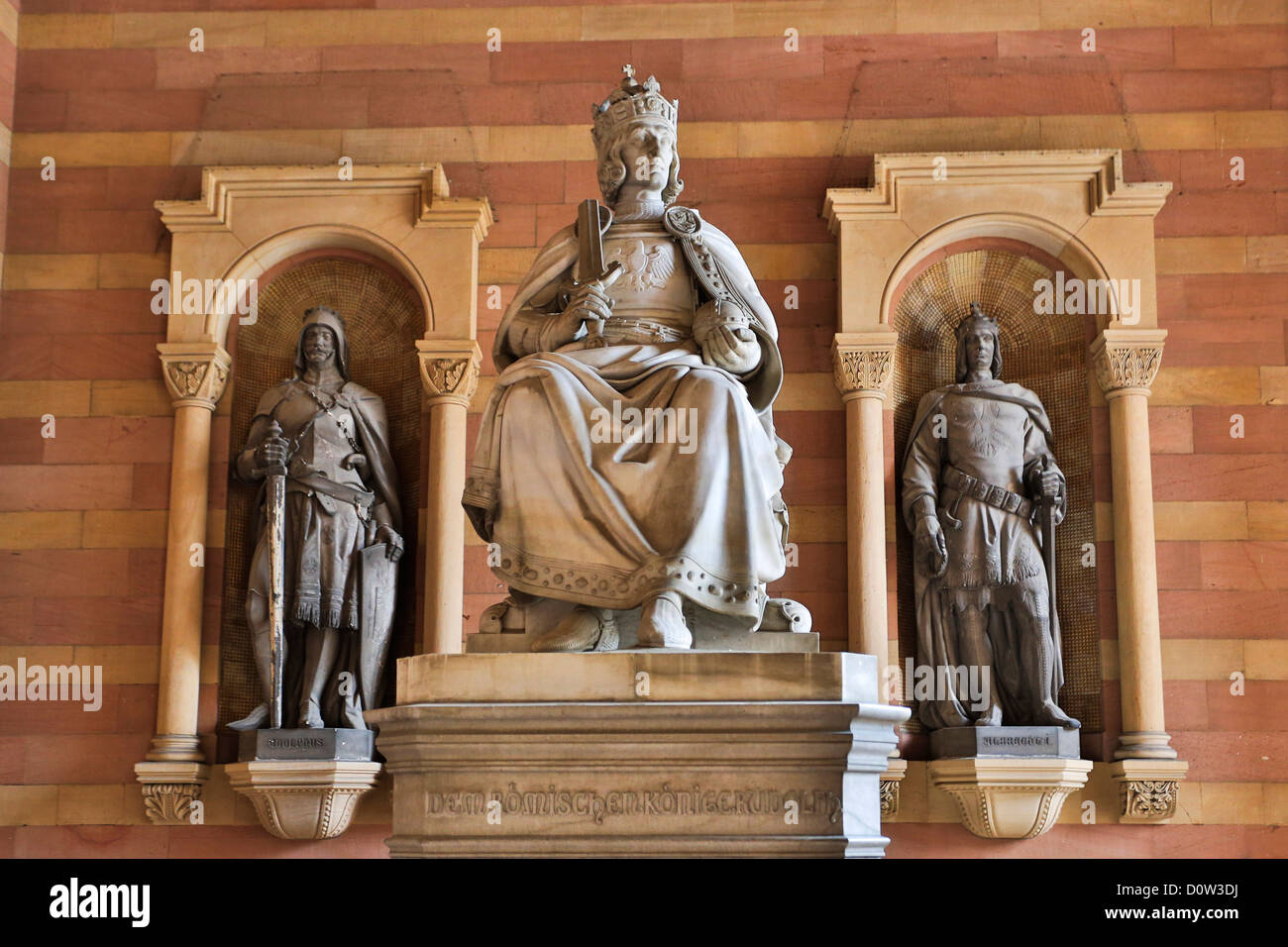 Germany, Europe, travel, Speyer, Imperial, Cathedral, world heritage, Emperor, statue, architecture, art, Charlemagne, sculpture Stock Photo