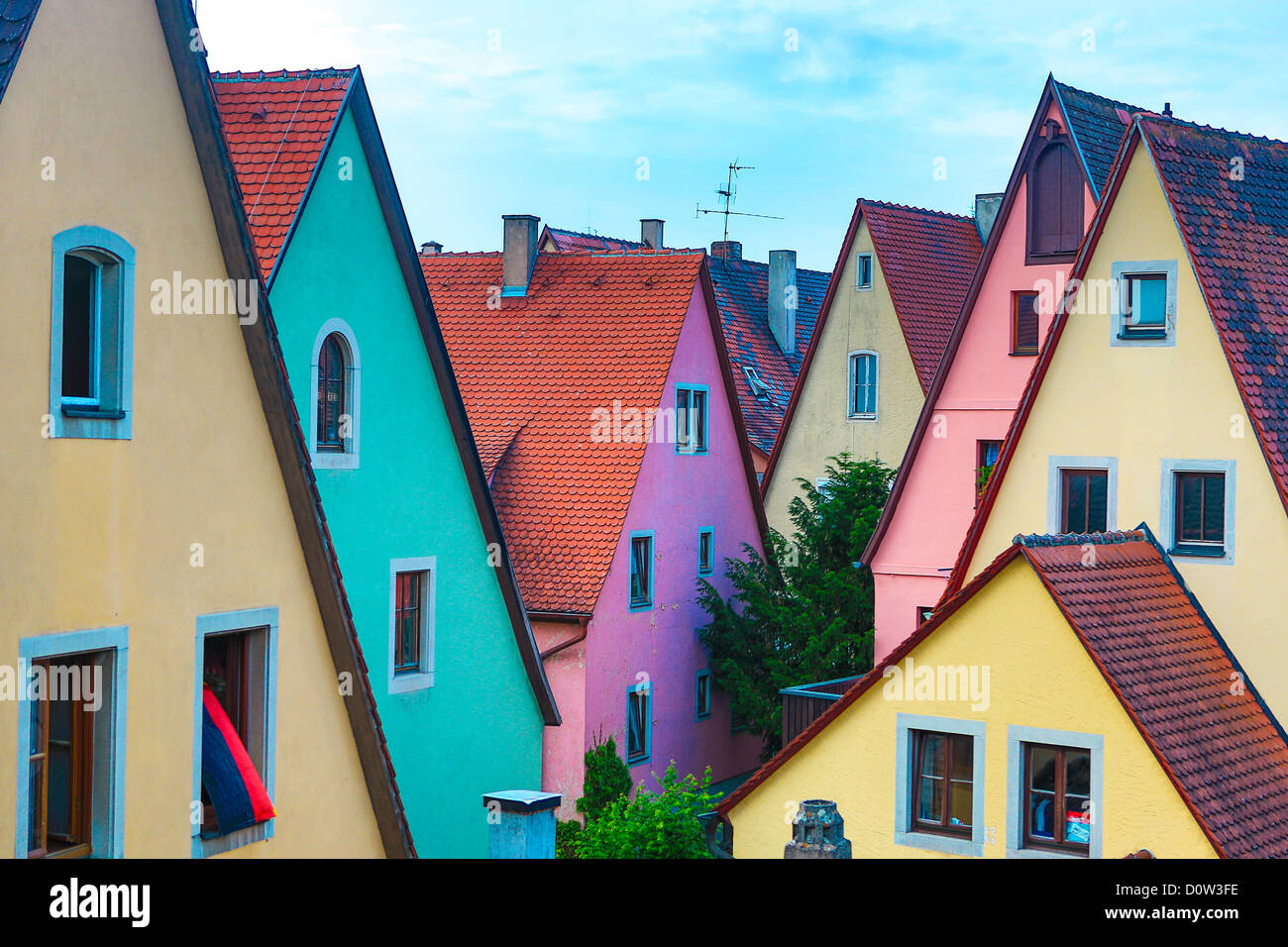 Germany, Europe, travel, Rothenburg, Romantic Road, traditional, architecture, Bavaria, colourful, history, house, old, road, ro Stock Photo