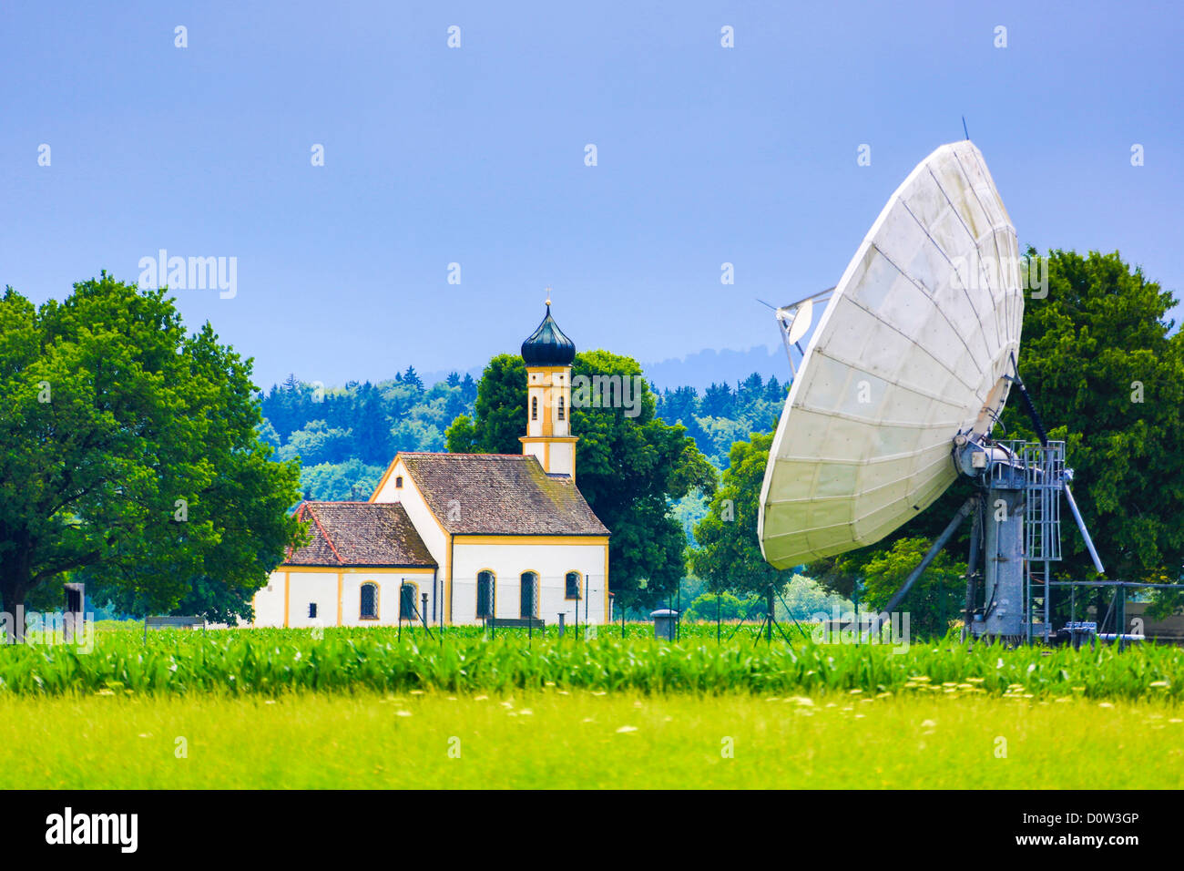 Germany, Europe, travel, antennas, Garching, Bavaria, colourful, communication, radio, technology Stock Photo