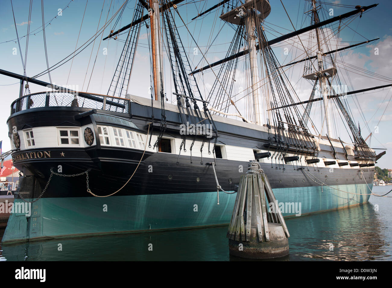 USS Constellation seen from the starboard quarter, Baltimore Stock Photo