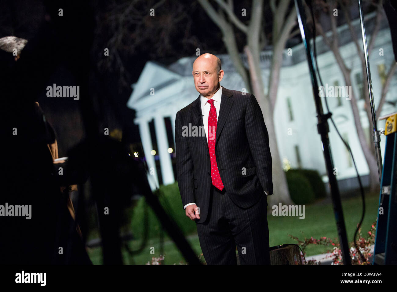 Lloyd Blankfein, Chairman and CEO of Goldman Sachs speaks outside of ...