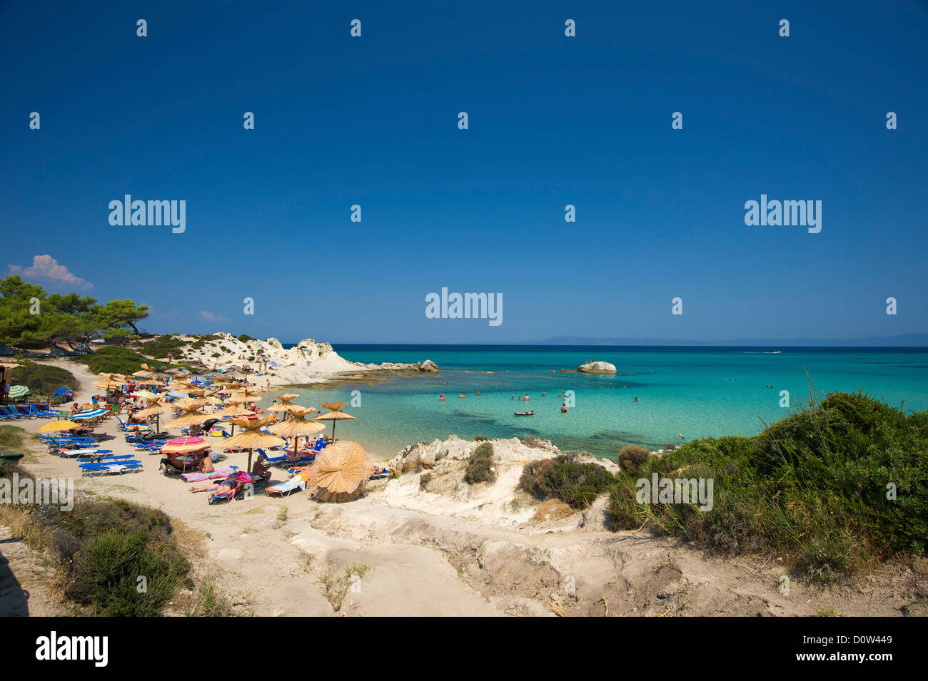 Chalkidiki, Greece, Halkidiki, Travel, vacation, Europe, European, day, Portokali Beach, Kavourotypes, Sithonia, beach, seashore Stock Photo