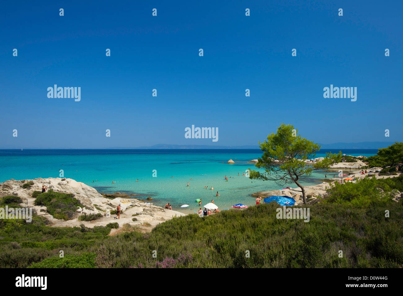 Chalkidiki, Greece, Halkidiki, Travel, vacation, Europe, European, day, Portokali Beach, Kavourotypes, Sithonia, beach, seashore Stock Photo
