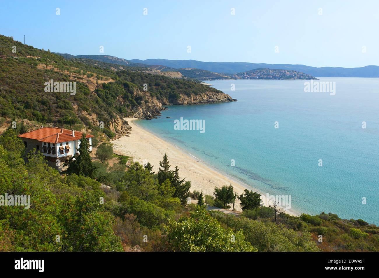 Chalkidiki, Greece, Halkidiki, Travel, vacation, Europe, European, day, sand beach, sand beaches, beach, seashore, beaches, seas Stock Photo