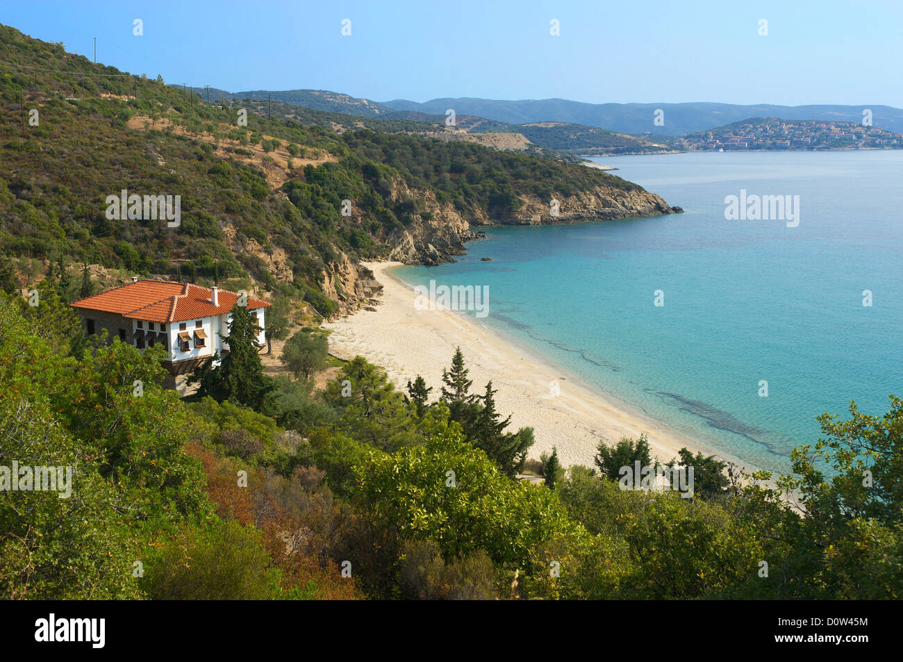 Chalkidiki, Greece, Halkidiki, Travel, vacation, Europe, European, day, sand beach, sand beaches, beach, seashore, beaches, seas Stock Photo