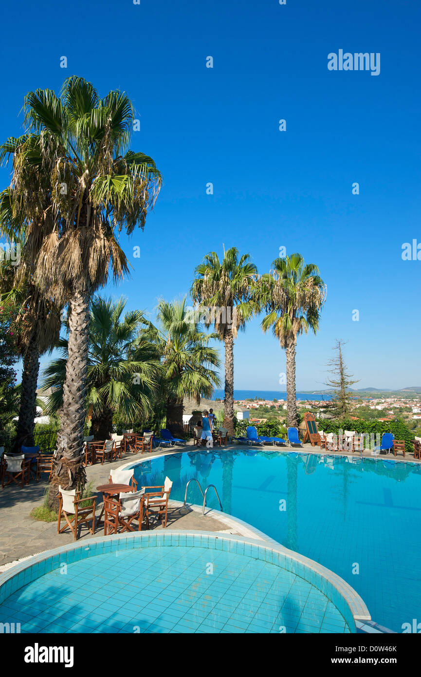 Chalkidiki, Greece, Halkidiki, Travel, vacation, Europe, European, day, Gernion Village hotel, hotel pool, hotel pool, pool, poo Stock Photo